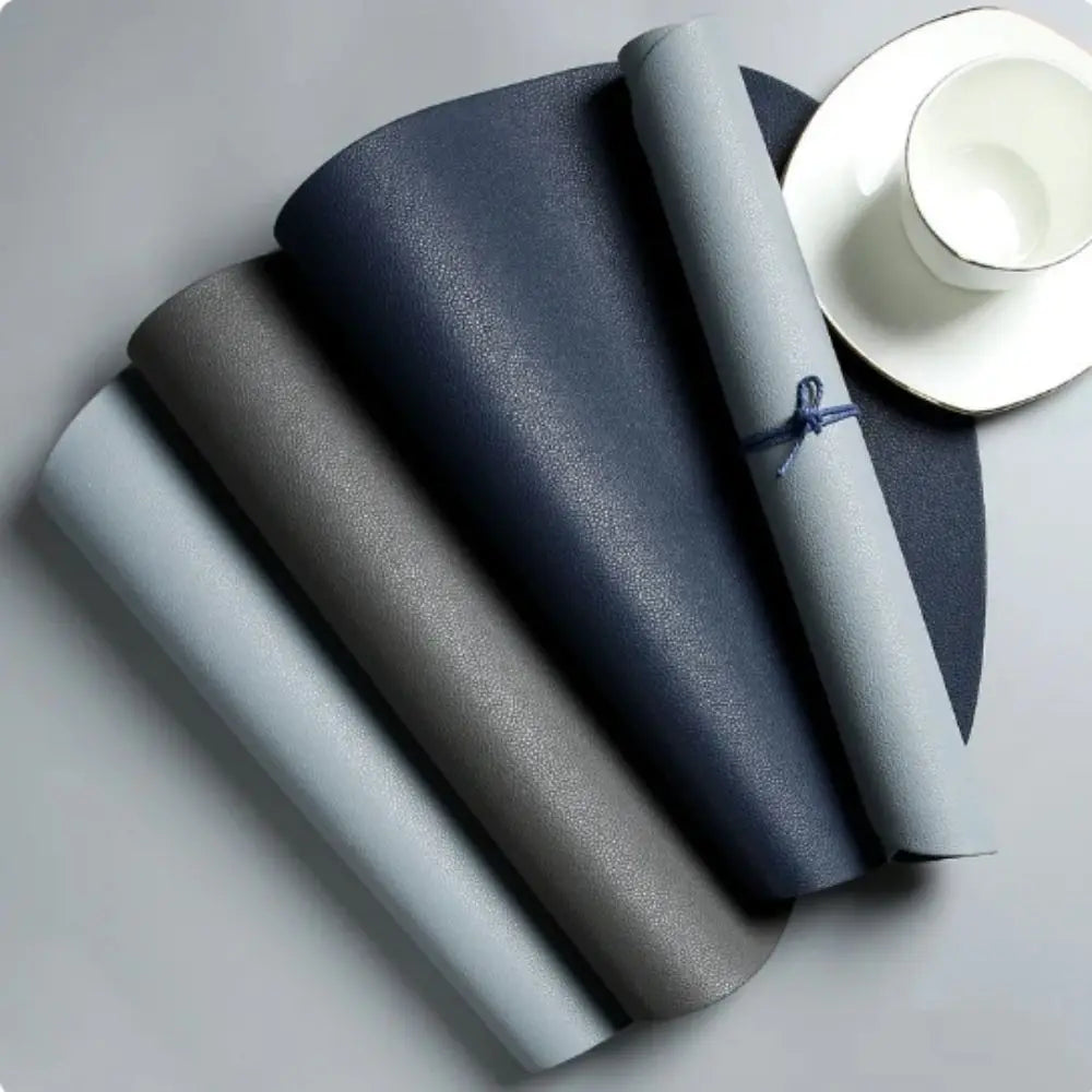 PU Leather Tableware Pad Placemat, isolamento térmico, Placemats simples antiderrapantes, estilo nórdico, montanha-russa Placemat