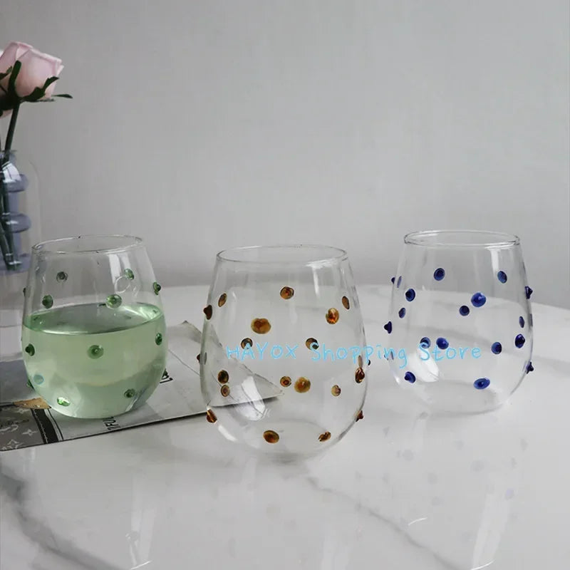Caneca com design de vidro com pontos irregulares, canecas sensíveis, pontos ondulados táteis, canecas de leite, decoração criativa, copo de vidro, caneca de café, copo fofo