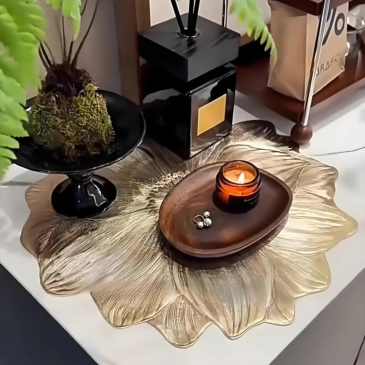 Conjunto de placemat de montanha-russa de lótus, antiderrapante, resistente ao calor, à prova d'água, estilo nórdico, para cozinha, jantar, decoração de casa