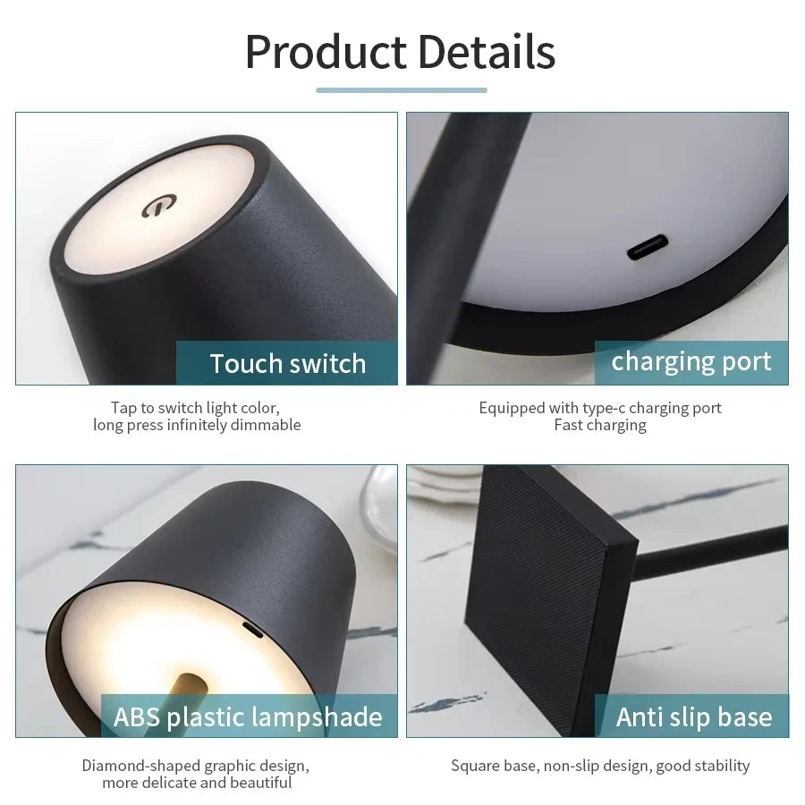 Led sensor de toque candeeiro mesa 3 cores desktop luz da noite cabeceira criativo barra luz ambiente decoração ao ar livre sala decoração ao ar livre