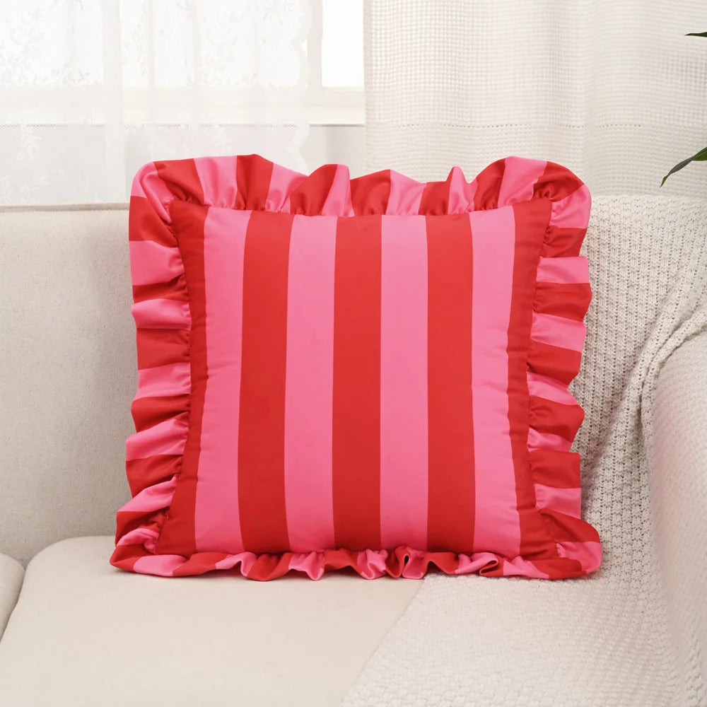 Nordic listrado impresso capa de almofada macio holandês veludo plissado borda fronhas decorativas 45*45cm almofadas decorativas para sofá