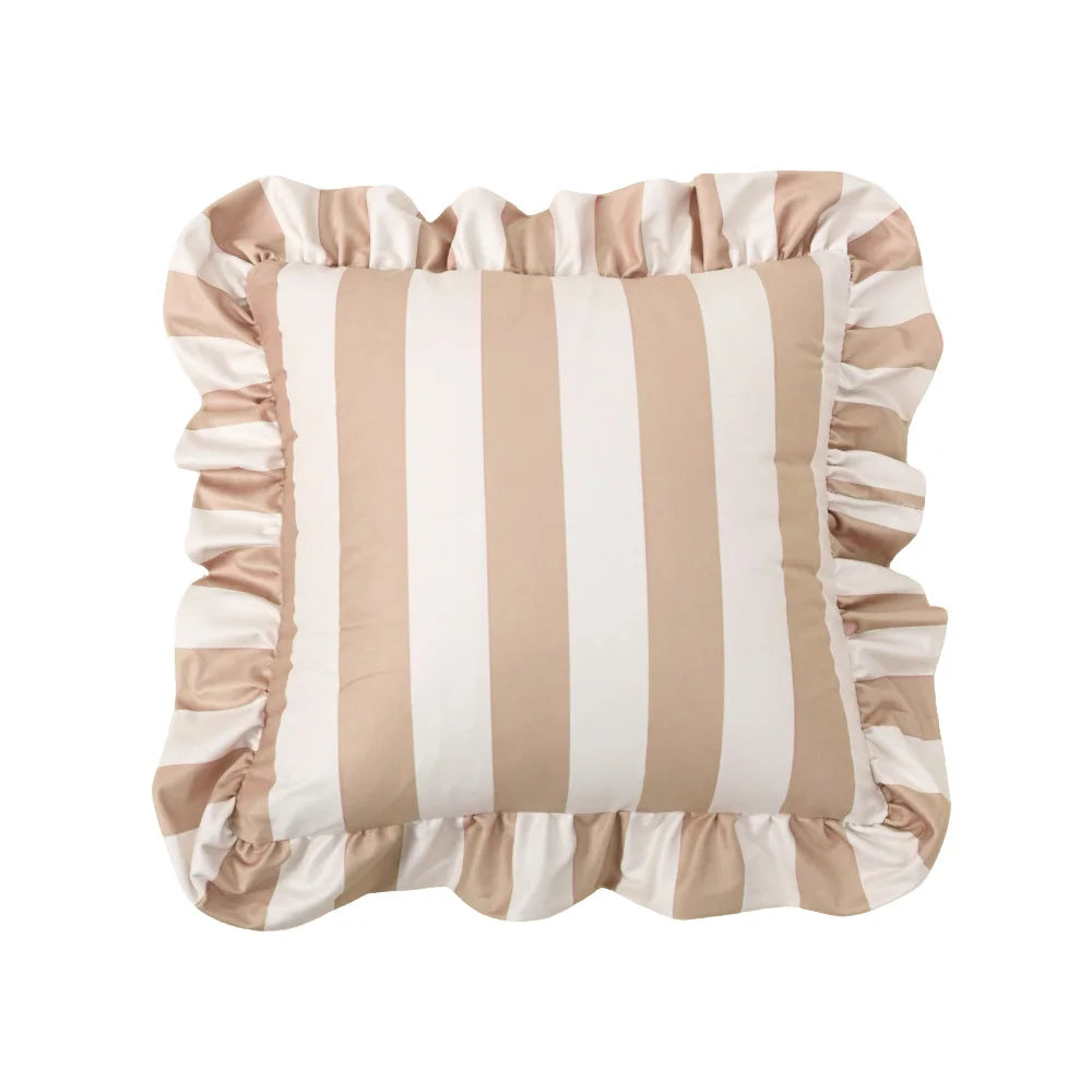 Nordic listrado impresso capa de almofada macio holandês veludo plissado borda fronhas decorativas 45*45cm almofadas decorativas para sofá