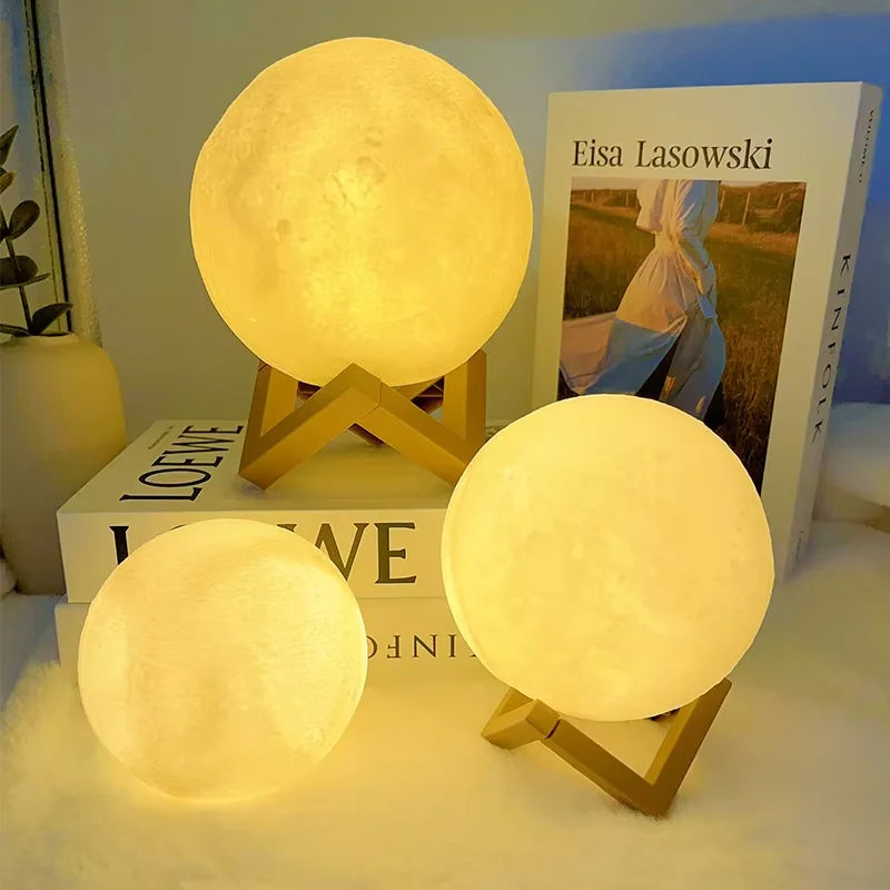 Luminária de Lua LED 3D — Luz Noturna Decorativa para Quarto