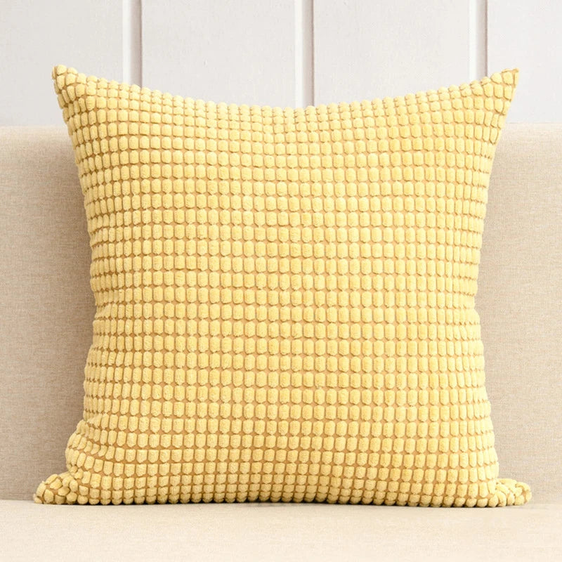 Capa de almofada decorativa para casa, veludo macio, grão de milho, 40/45/50/55/60cm, cor sólida, fronha para quarto, sofá, cadeira, carro