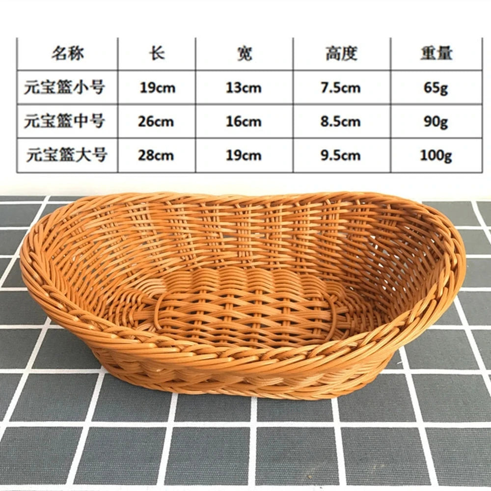 Oval curvado rattan vime tecido servindo cestas para pão frutas legumes restaurante servindo mesa exibição cesta de rattan