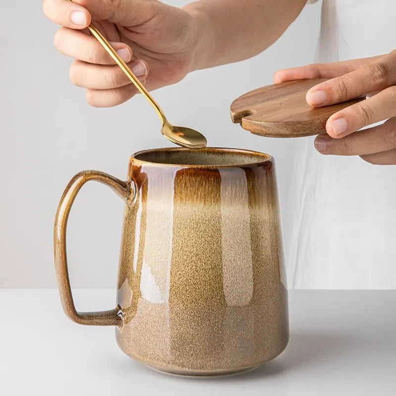 Caneca de Cerâmica Nude 780ml | Com Colher