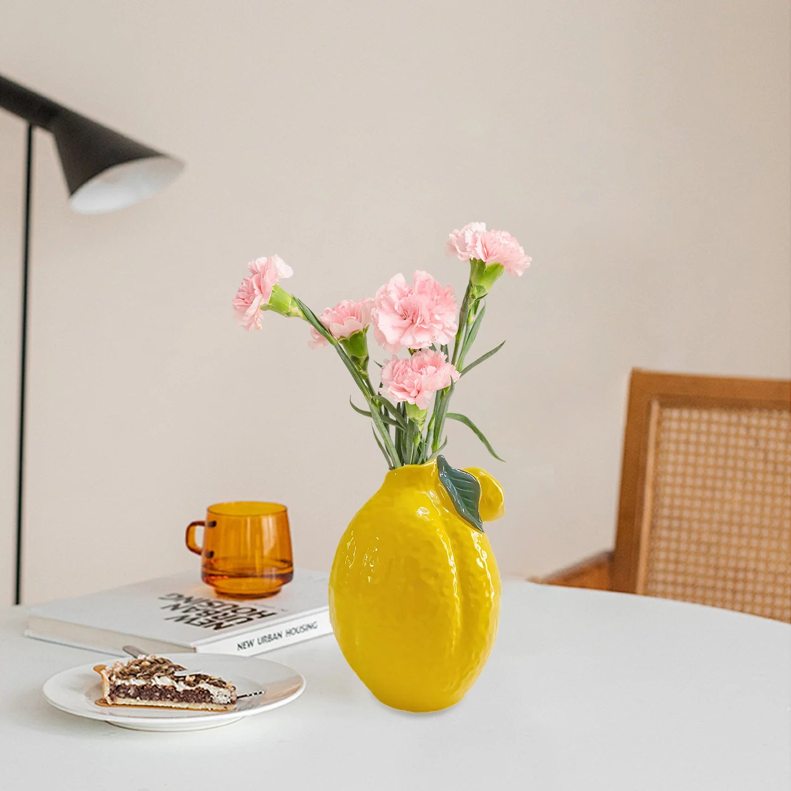 Limão vaso de cerâmica nordic ins feng shui cultivo vaso de flores casa fresca decoração de mesa artesanato casa decoração diy