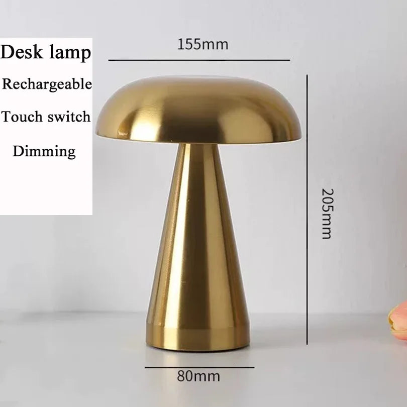 Lâmpada de mesa led retro cogumelo sensor toque lâmpada cabeceira recarregável luzes leitura para o quarto restaurante bar decoração iluminação