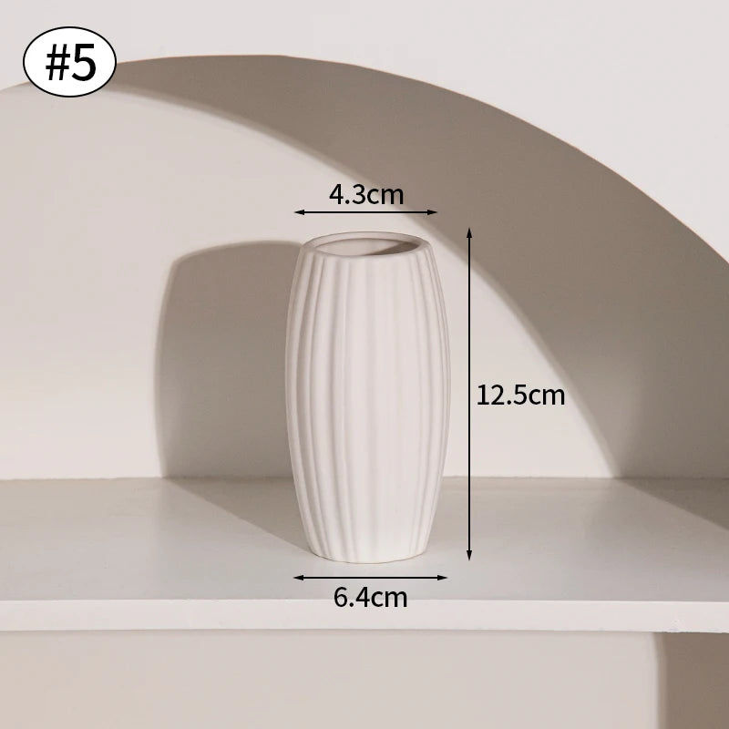 Vasos de cerâmica branca, ornamentos decorativos nórdicos, decoração para casa, sala de estar, arranjos de flores, adereços de esboço, decoração de mesa