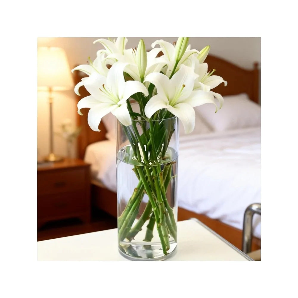 Vaso reto acrílico inquebrável, balde hidratante de flores redondas simples, decoração de mesa para casa
