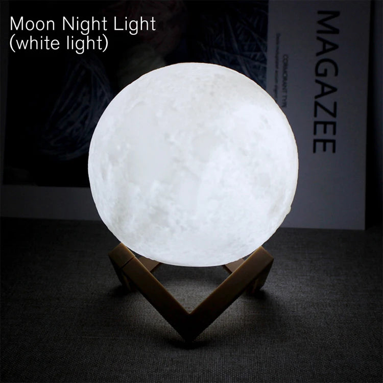 Luminária de Lua LED 3D — Luz Noturna Decorativa para Quarto