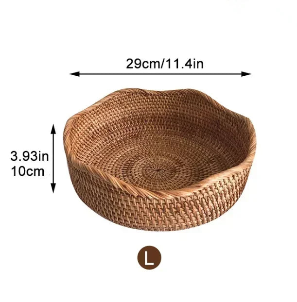 Nova cesta de armazenamento tecida à mão bandeja de armazenamento de vime cesta de vime pão frutas café da manhã chá cesta de piquenique cesta de armazenamento de cozinha