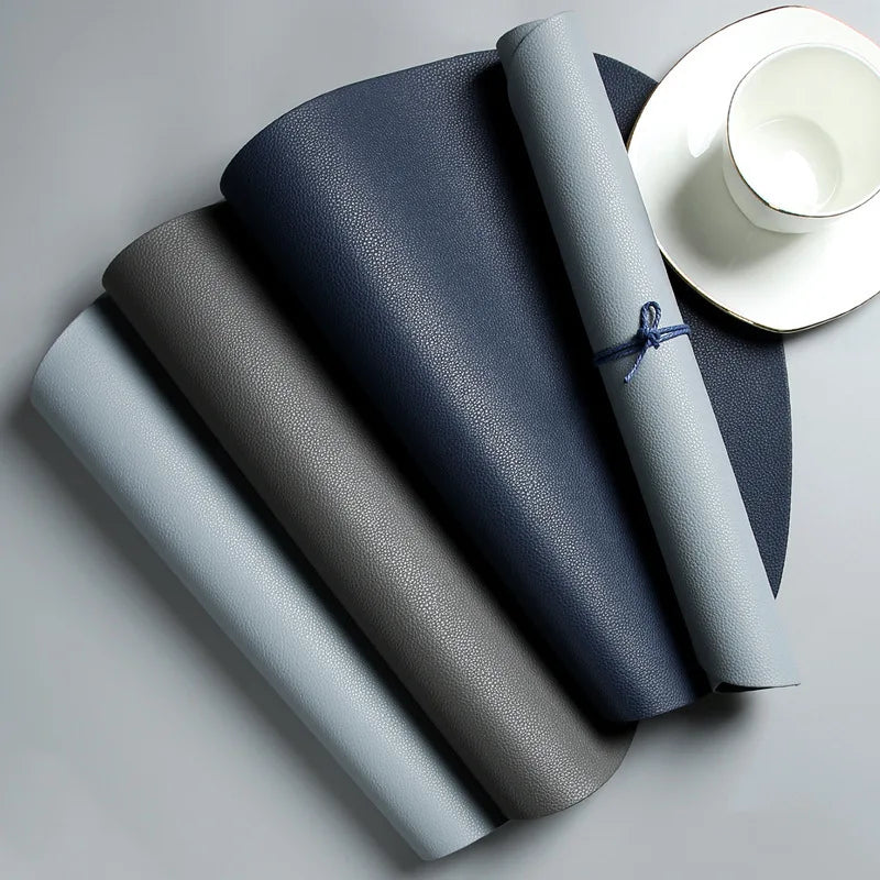 PU Leather Tableware Pad Placemat, isolamento térmico, Placemats simples antiderrapantes, estilo nórdico, montanha-russa Placemat