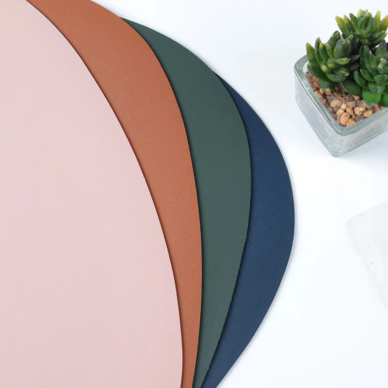 PU Leather Tableware Pad Placemat, isolamento térmico, Placemats simples antiderrapantes, estilo nórdico, montanha-russa Placemat