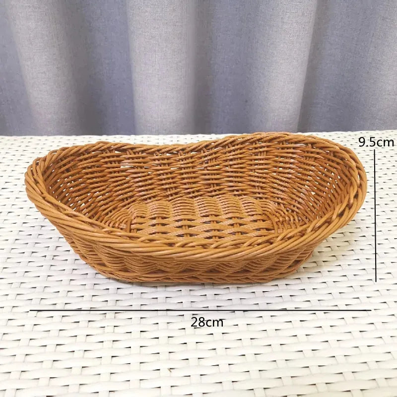 Oval curvado rattan vime tecido servindo cestas para pão frutas legumes restaurante servindo mesa exibição cesta de rattan