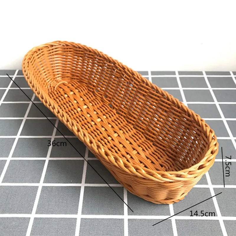 Oval curvado rattan vime tecido servindo cestas para pão frutas legumes restaurante servindo mesa exibição cesta de rattan