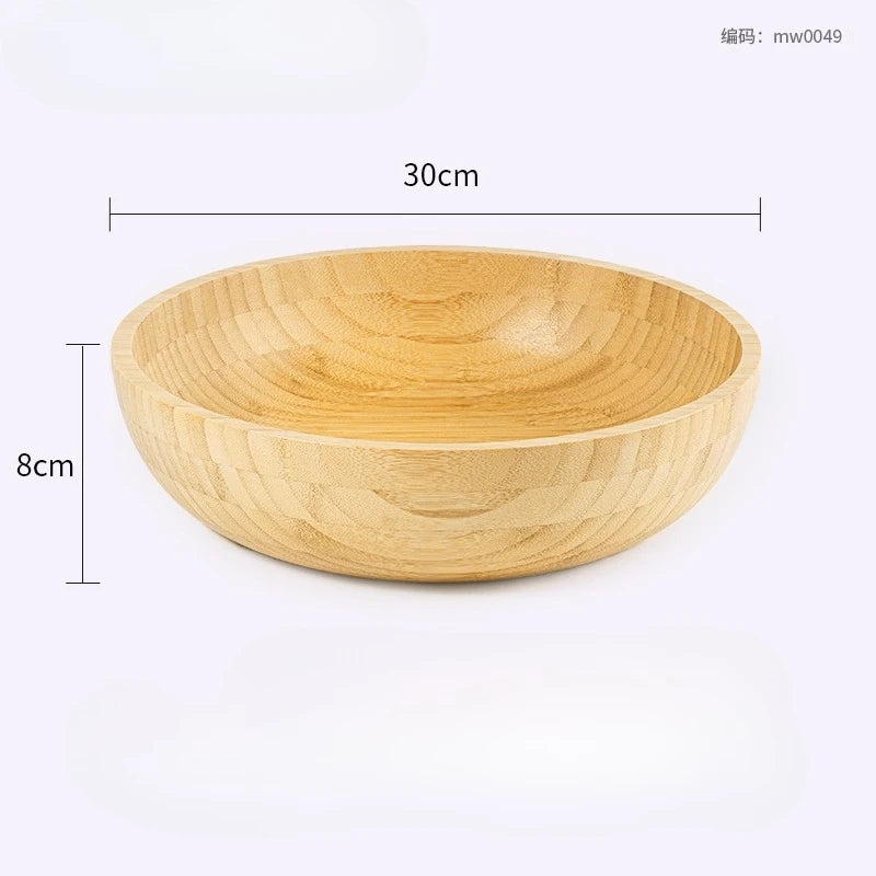 Tigela de bambu natural grande casa tigela de salada de frutas e vegetais tigela de mistura de massa de madeira talheres de madeira tigela de macarrão