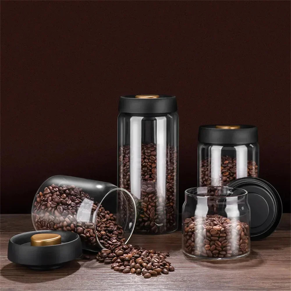 Frascos De Armazenamento De Alimentos De Vidro Transparente, Tanque Selado A Vácuo, Recipiente Hermético, À Prova De Umidade, Extração De Ar, Grãos De Café, Doméstico