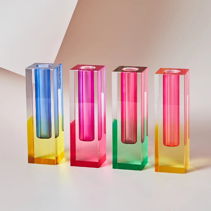 Pilar acrílico bud vaso de vidro mesa vasos luxo decorativo cristal nordic decoração do quarto casa vaso