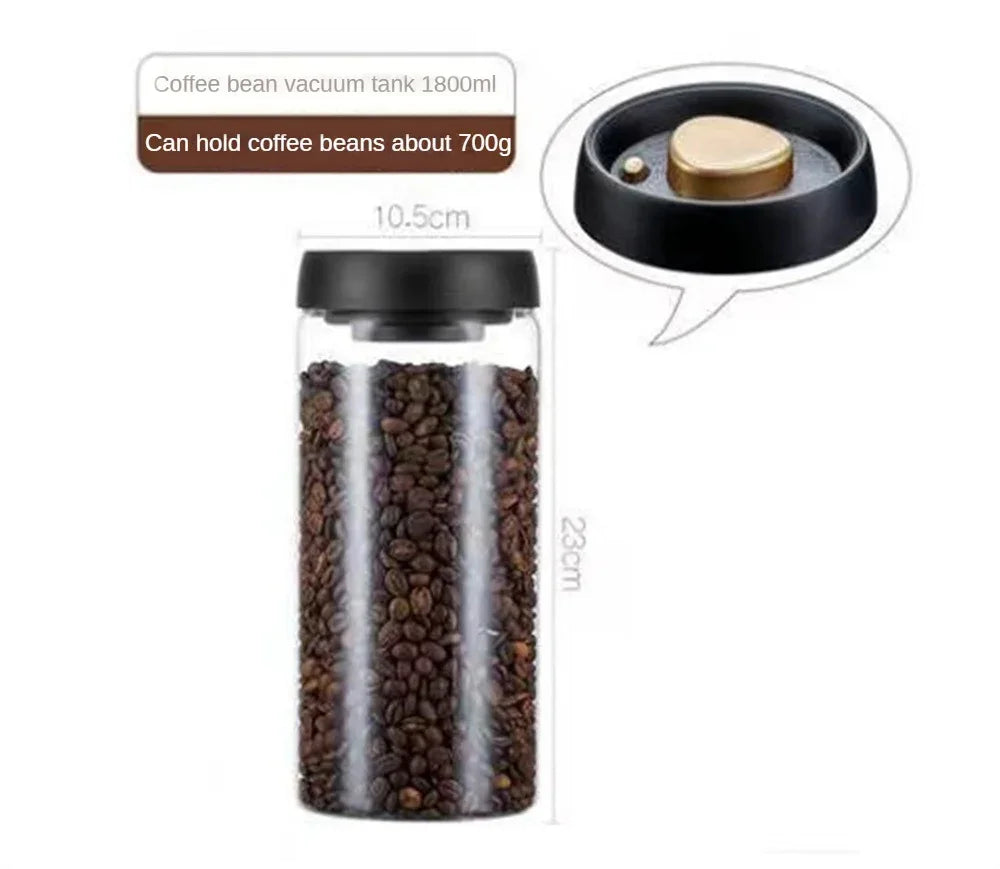 Frascos De Armazenamento De Alimentos De Vidro Transparente, Tanque Selado A Vácuo, Recipiente Hermético, À Prova De Umidade, Extração De Ar, Grãos De Café, Doméstico