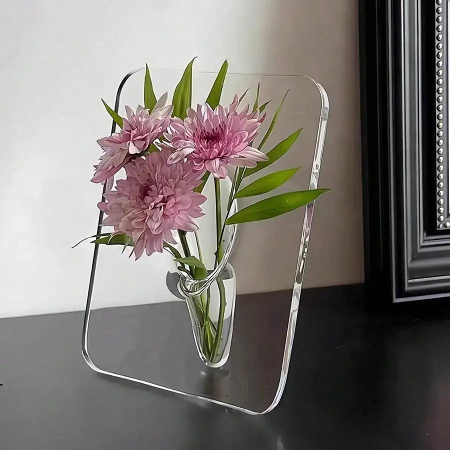 Vaso Acrílico Transparente com Moldura | Decoração Moderna