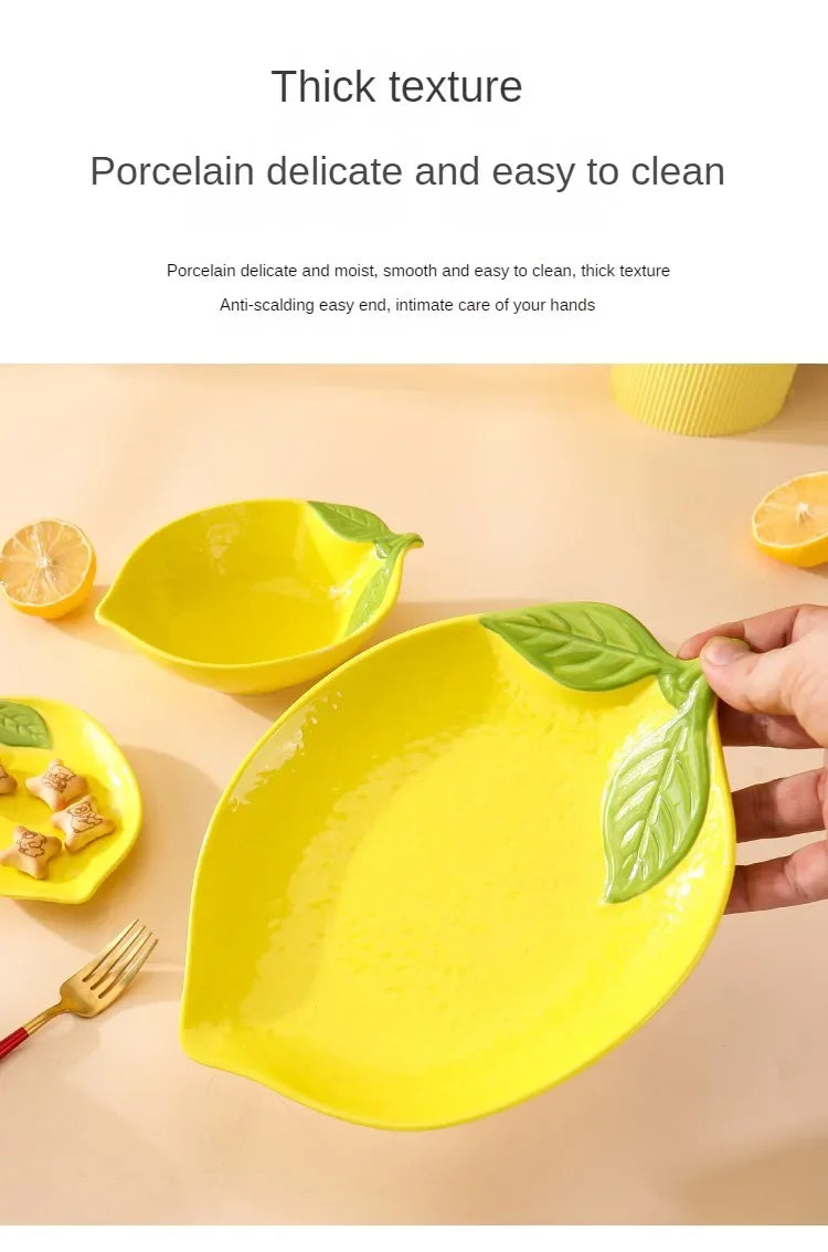 Criativo Cartoon Limão Em Forma De Prato De Cerâmica, Tigela De Sopa, Pratos De Lanche De Frutas Família, Acessórios De Utensílios De Cozinha, Louça