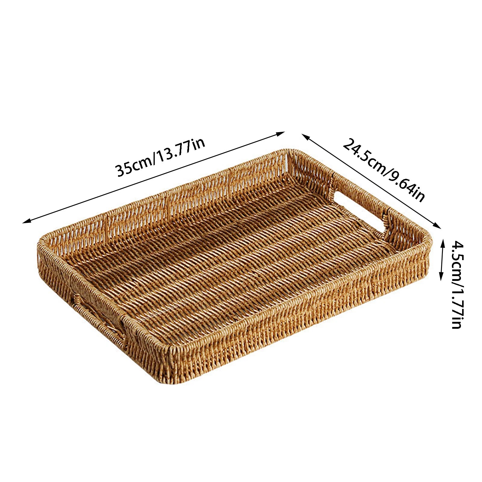 Bandeja Retangular de Rattan com Alças Cesta De Tecido De Vime, Bandeja De Banheiro, Cestas De Pão, Cesta De Armazenamento Para Festas