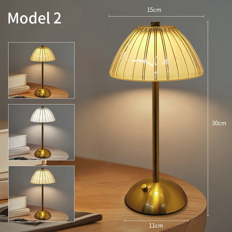 Lâmpada de mesa led usb recarregável toque escurecimento café bar atmosfera luz proteção para os olhos leitura luz da noite decoração do quarto