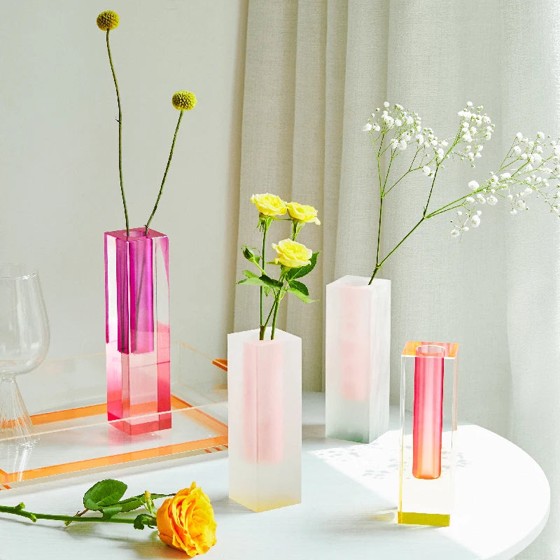 Pilar acrílico bud vaso de vidro mesa vasos luxo decorativo cristal nordic decoração do quarto casa vaso