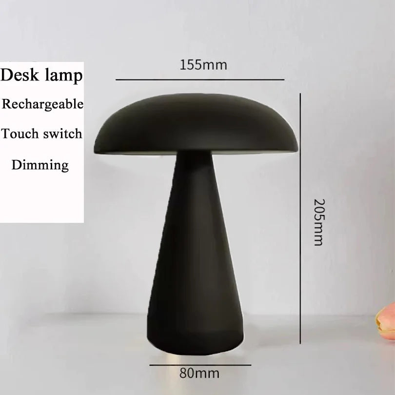 Lâmpada de mesa led retro cogumelo sensor toque lâmpada cabeceira recarregável luzes leitura para o quarto restaurante bar decoração iluminação