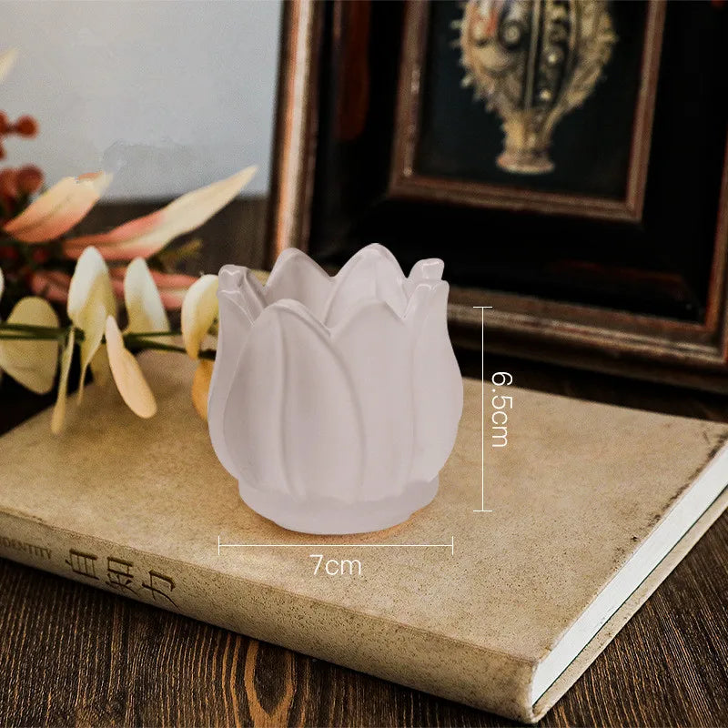 Copo de vela em forma de tulipa, vidro, adereços românticos para jantar à luz de velas, suporte de vela de aromaterapia, decoração de atmosfera festiva, 1 peça