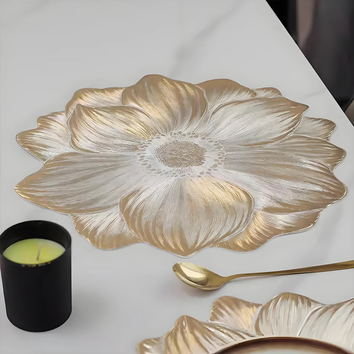 Conjunto de placemat de montanha-russa de lótus, antiderrapante, resistente ao calor, à prova d'água, estilo nórdico, para cozinha, jantar, decoração de casa