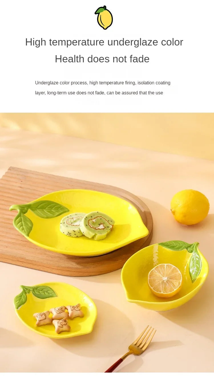 Criativo Cartoon Limão Em Forma De Prato De Cerâmica, Tigela De Sopa, Pratos De Lanche De Frutas Família, Acessórios De Utensílios De Cozinha, Louça