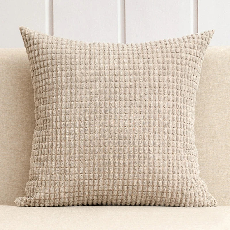 Capa de almofada decorativa para casa, veludo macio, grão de milho, 40/45/50/55/60cm, cor sólida, fronha para quarto, sofá, cadeira, carro