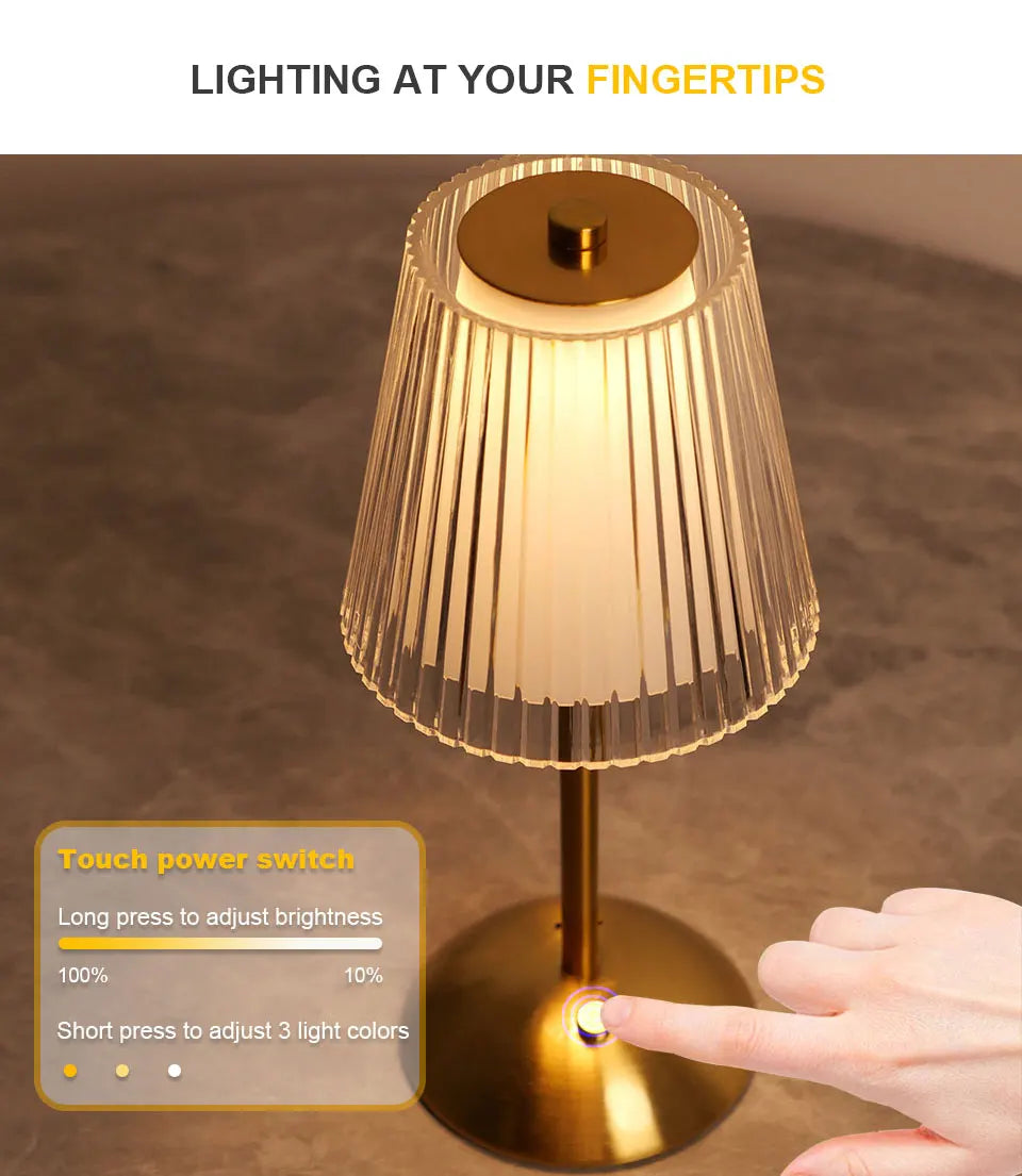 Lâmpada de mesa led sensor toque recarregável luz da noite nordic interior escurecimento suporte led lâmpada cabeceira restaurante hotel bar quarto