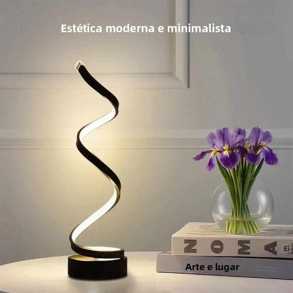 Candeeiro de mesa regulável em espiral LED adequado para sala de estar, quarto, estudo, brilho ajustável, lâmpada de cabeceira para escritório e uso doméstico