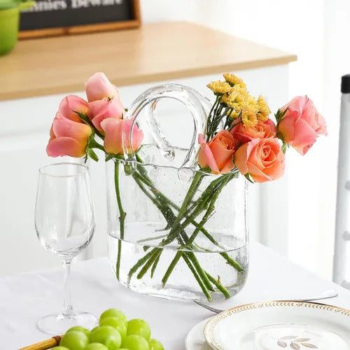 Vaso de vidro transparente personalizável, sacola para tanque de peixes, bolsa de flores, vaso central de mesa para decoração de quarto de escritório