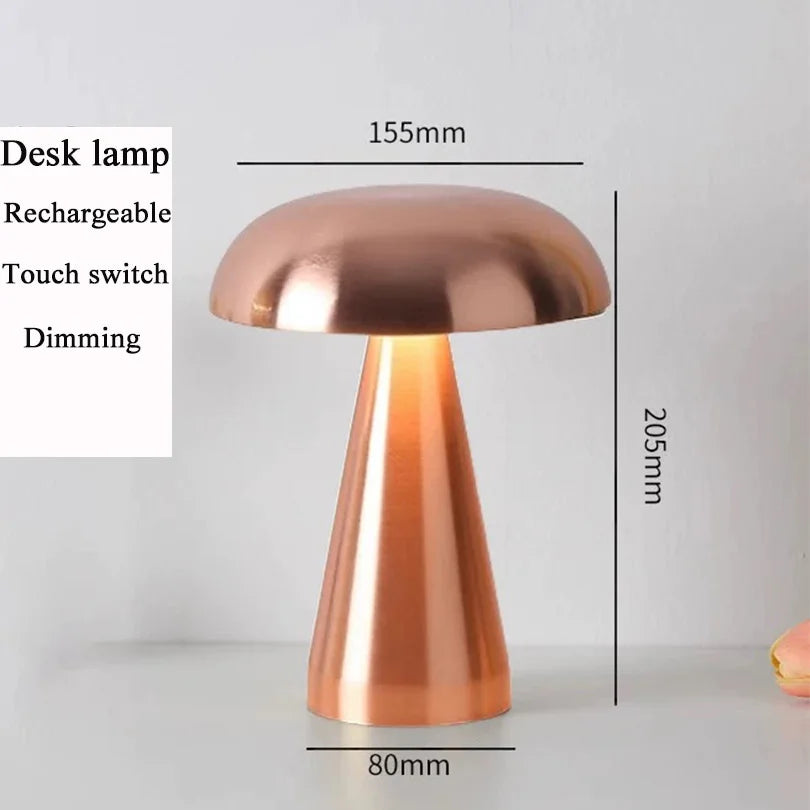Lâmpada de mesa led retro cogumelo sensor toque lâmpada cabeceira recarregável luzes leitura para o quarto restaurante bar decoração iluminação