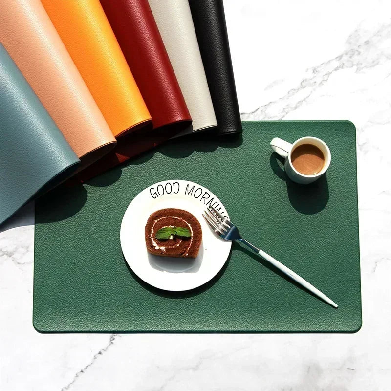 Estilo nórdico decoração de casa placemat de couro do agregado familiar hotel restaurante ocidental lugar esteira retangular impermeável à prova de óleo placemat