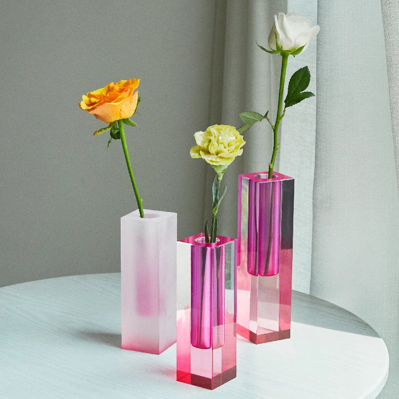 Pilar acrílico bud vaso de vidro mesa vasos luxo decorativo cristal nordic decoração do quarto casa vaso