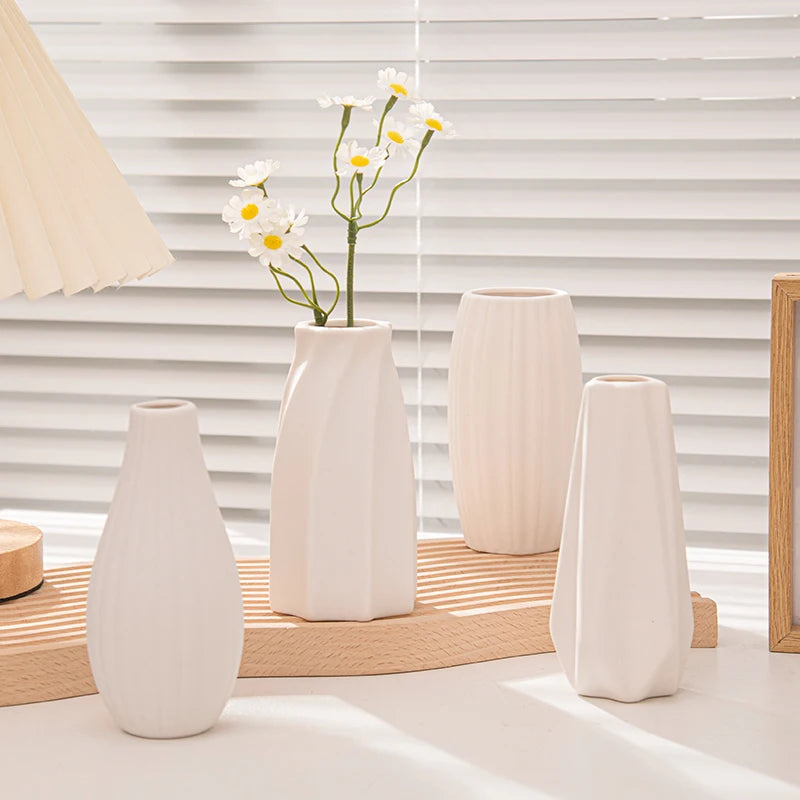 Vasos de cerâmica branca, ornamentos decorativos nórdicos, decoração para casa, sala de estar, arranjos de flores, adereços de esboço, decoração de mesa