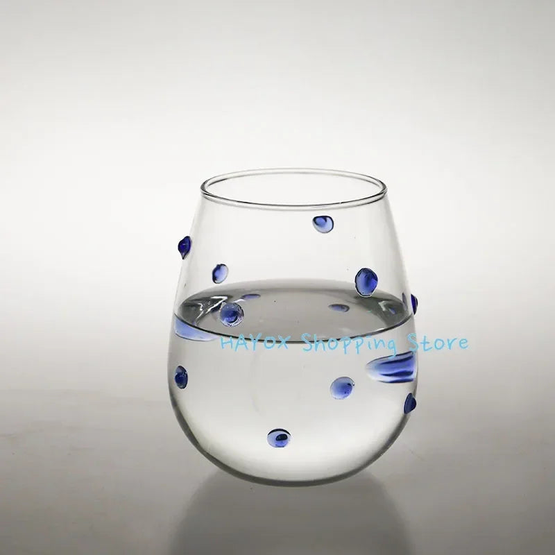 Caneca com design de vidro com pontos irregulares, canecas sensíveis, pontos ondulados táteis, canecas de leite, decoração criativa, copo de vidro, caneca de café, copo fofo