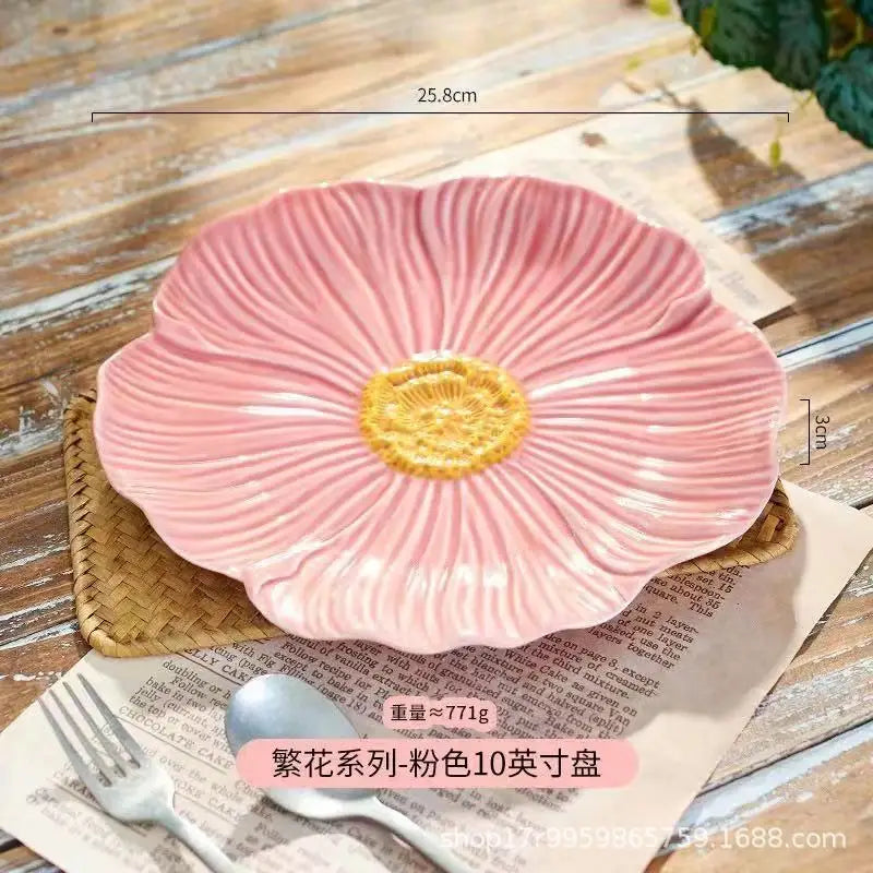 Prato de cerâmica rosa, prato de jantar, tigela decorativa, sobremesa, tigelas de sopa, copo de água, pratos de servir, tigela de frutas, lanche