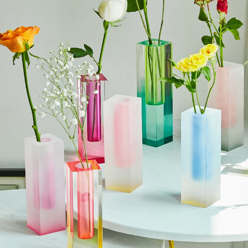 Pilar acrílico bud vaso de vidro mesa vasos luxo decorativo cristal nordic decoração do quarto casa vaso
