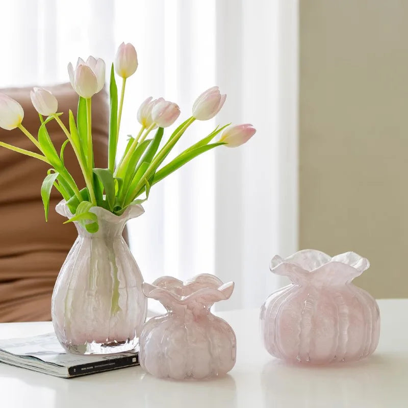 Vaso luz estilo luxo sentimento sênior saco de renda rosa modelagem sala estar mesa decoração ornamentos