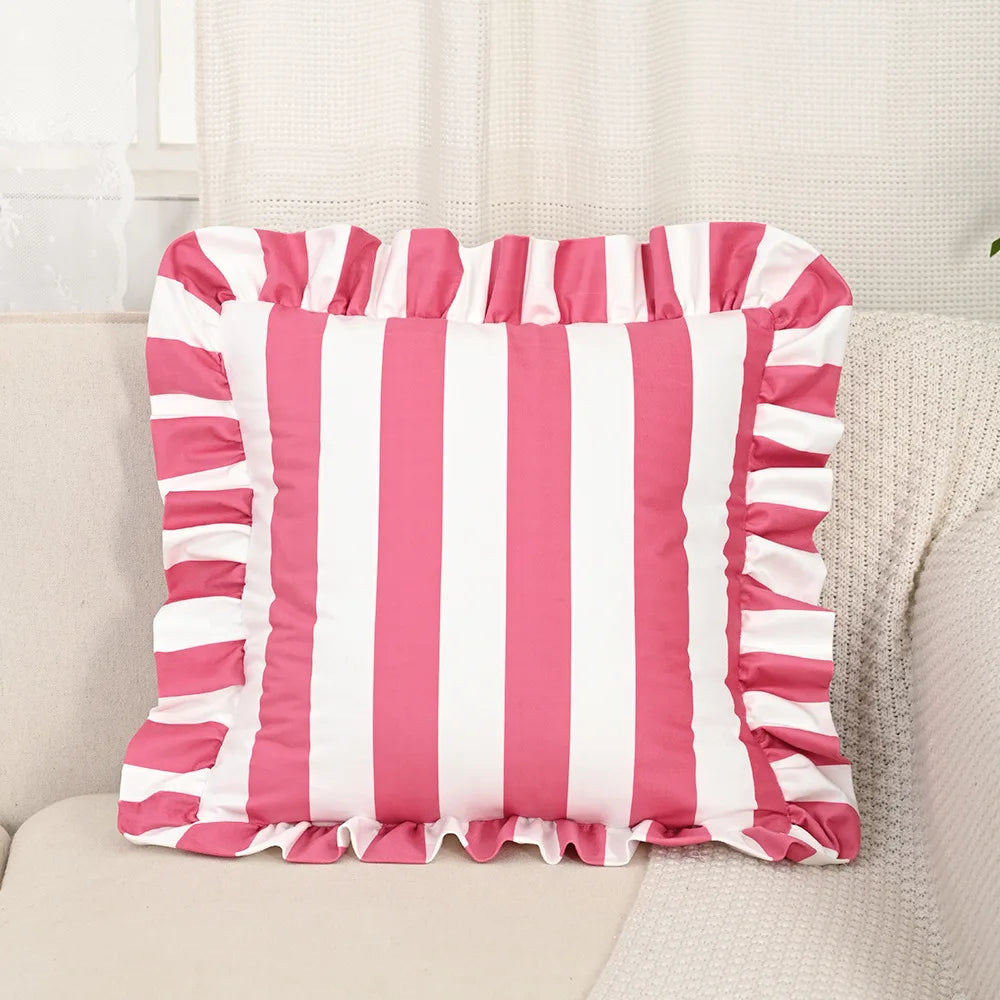 Nordic listrado impresso capa de almofada macio holandês veludo plissado borda fronhas decorativas 45*45cm almofadas decorativas para sofá