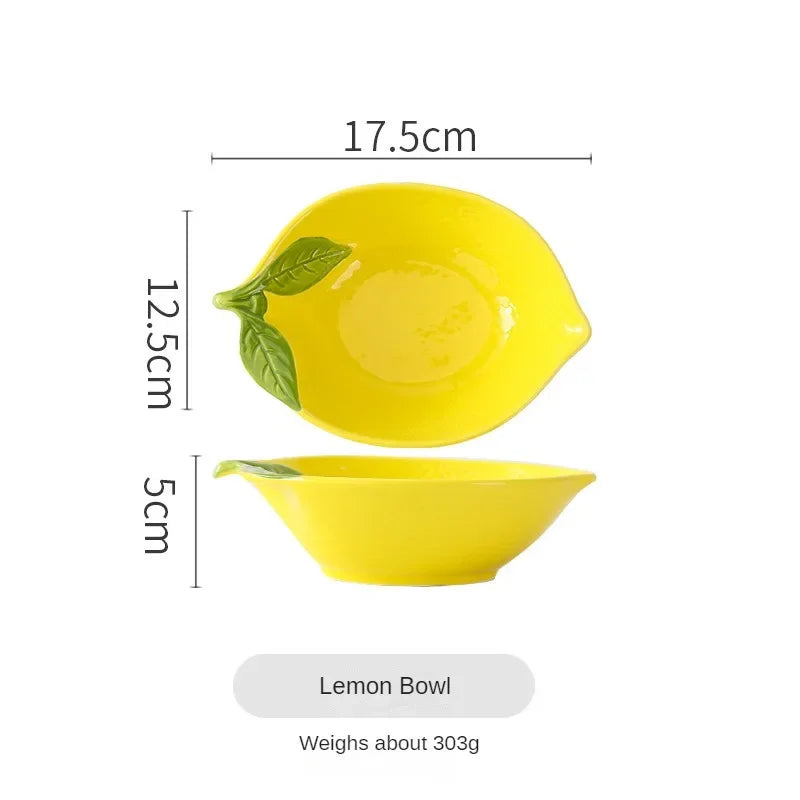 Criativo Cartoon Limão Em Forma De Prato De Cerâmica, Tigela De Sopa, Pratos De Lanche De Frutas Família, Acessórios De Utensílios De Cozinha, Louça