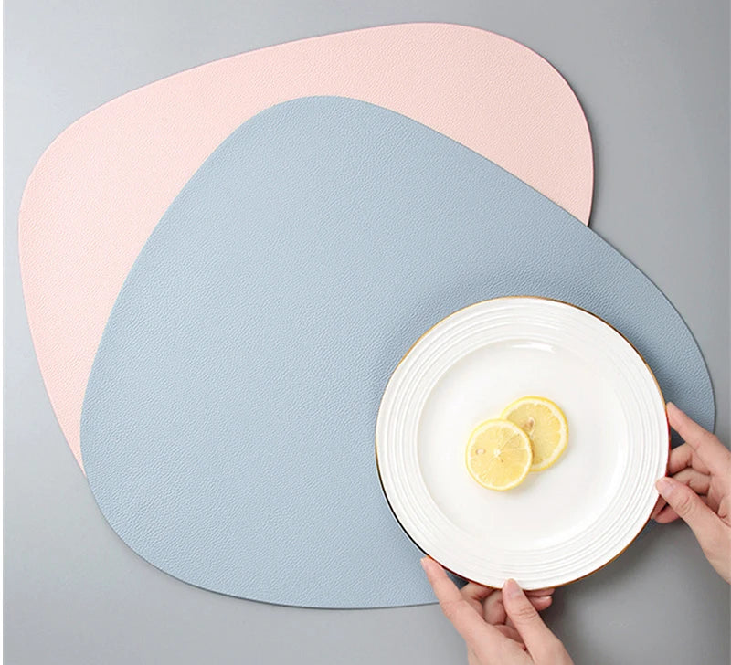 PU Leather Tableware Pad Placemat, isolamento térmico, Placemats simples antiderrapantes, estilo nórdico, montanha-russa Placemat