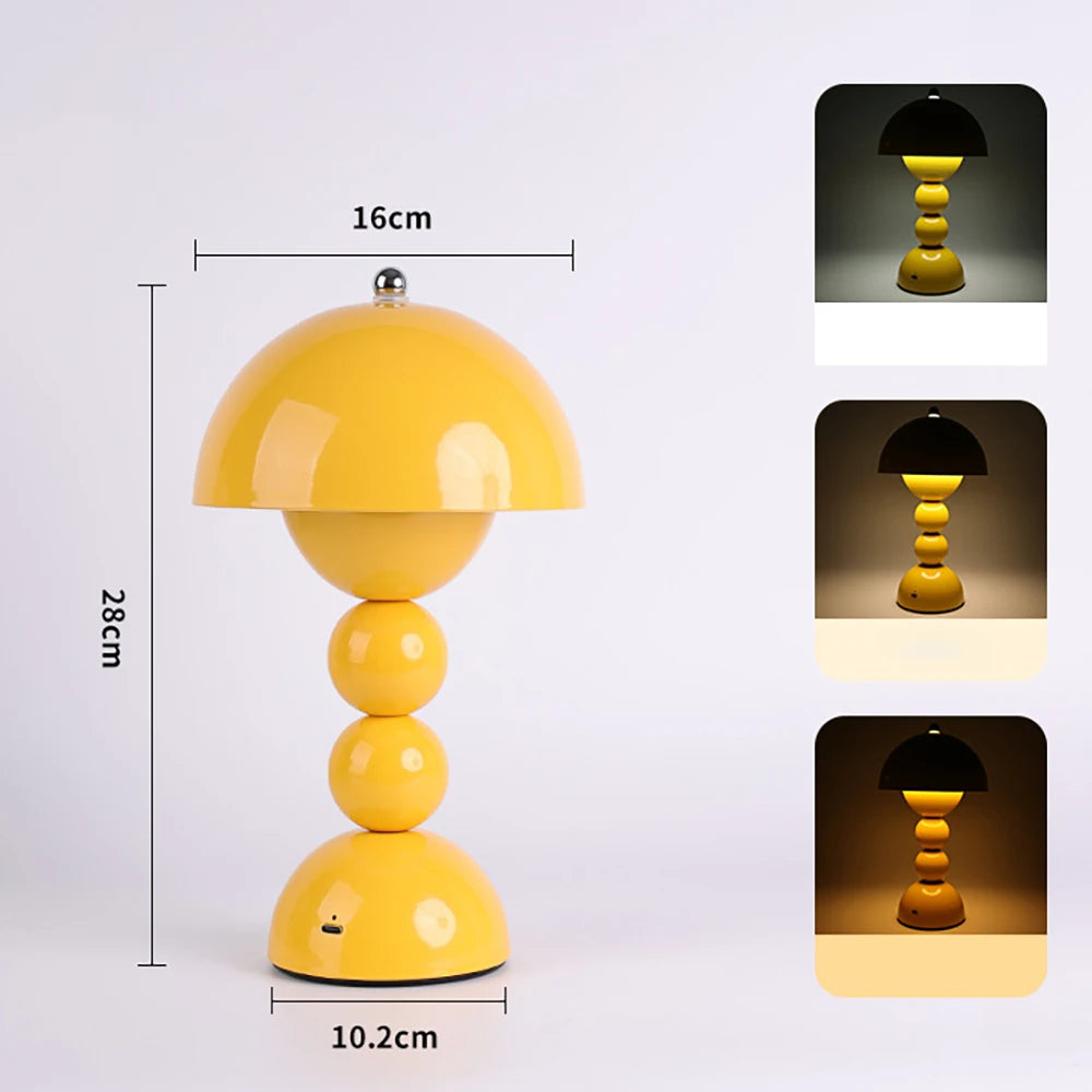 Luminária de Mesa LED Nórdica com Interruptor Táctil, 3 Cores, Dimerização Contínua, Luminária Criativa para Decoração de Casa e Escritório