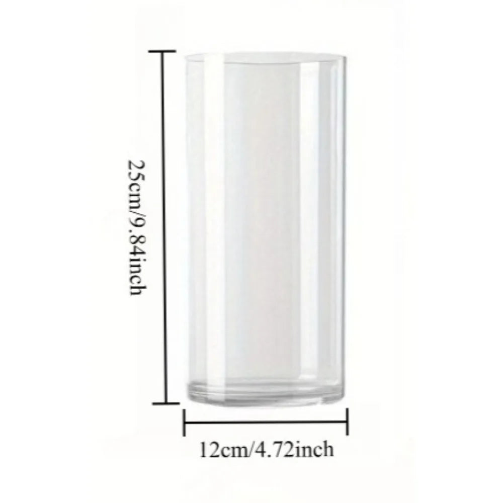 Vaso reto acrílico inquebrável, balde hidratante de flores redondas simples, decoração de mesa para casa